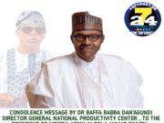 CONDOLENCE MESSAGE BY HON BAFFA BABBA DAN’AGUNDI DIRECTOR GENERAL OF NATIONAL PRODUCTIVITY CENTER TO THE PRESIDENT ASIWAJU BOLA AHMED TINUBU, ON COMMUNITY ENGAGEMENT NORTH-WEST, ON THE PASSING OF FORMER PRESIDENT MUHAMMADU BUHARI, GCFR